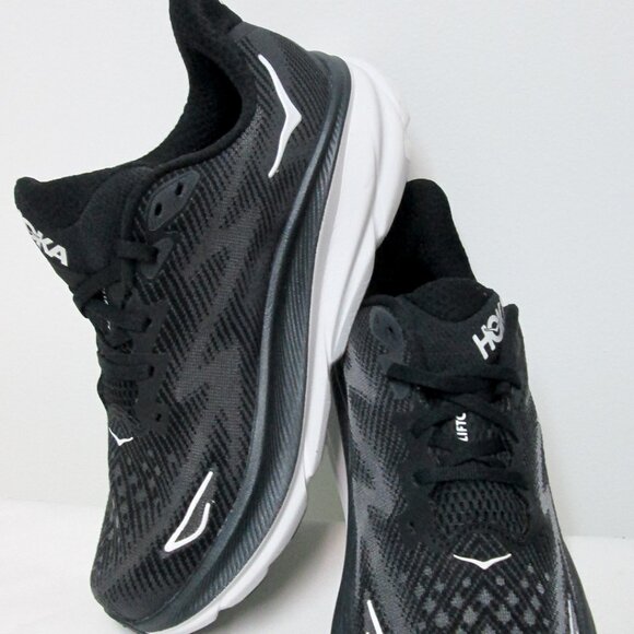 Hoka Women's Clifton 9 Sneaker, Black/White, 7,5 - Picture 2 of 12